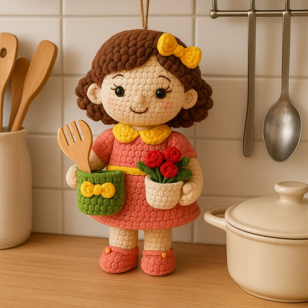 Crochet decor piece designed for kitchen use