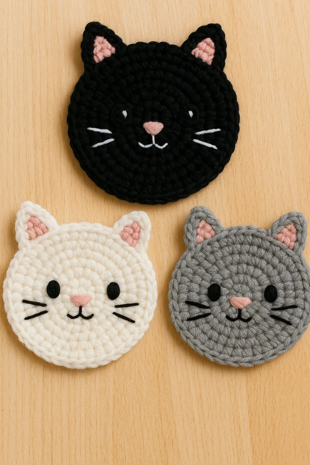 Cat Face Coasters Crochet