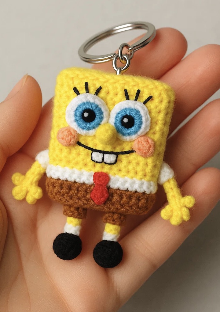 Amigurumi SpongeBob Keychain
