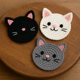 Cat Face Coasters Crochet Pattern